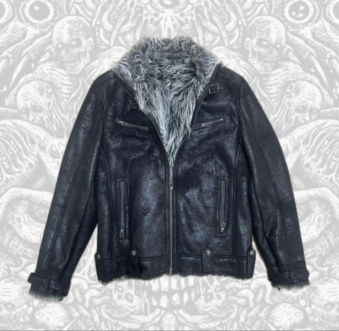 00s archive 鬼ファー レザージャケット お兄系 V系 平成 Y2K archive Y2K ファー ジャケット お兄系 00s 平成 スエード調 冬 - メルカリ