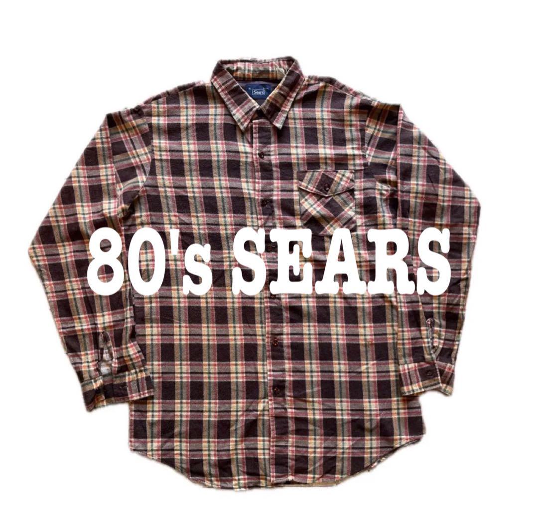 80's SEARS プリントネルシャツ プリネル チェックシャツ - メルカリ