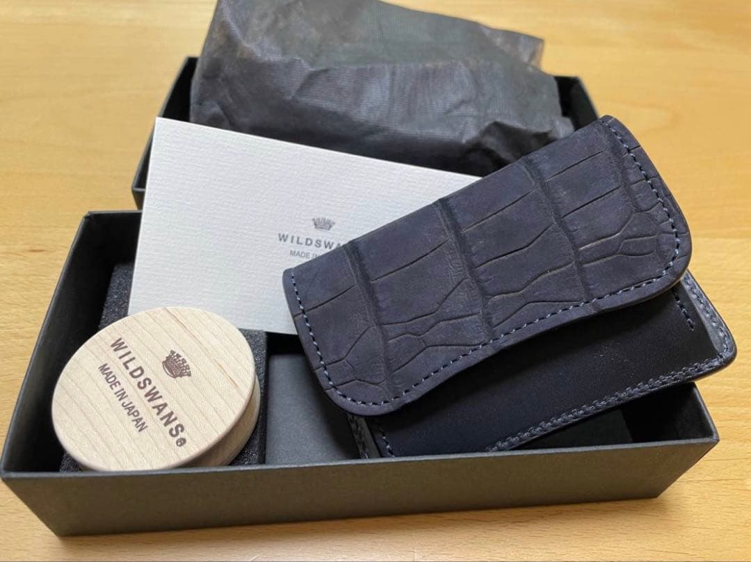 希少　ワイルドスワンズ　タング　ヌバッククロコ　ネイビー