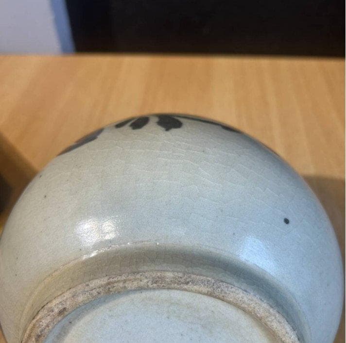 S8012　中国古美術　古保万里染付　一輪押し　花瓶　花器　中国古玩