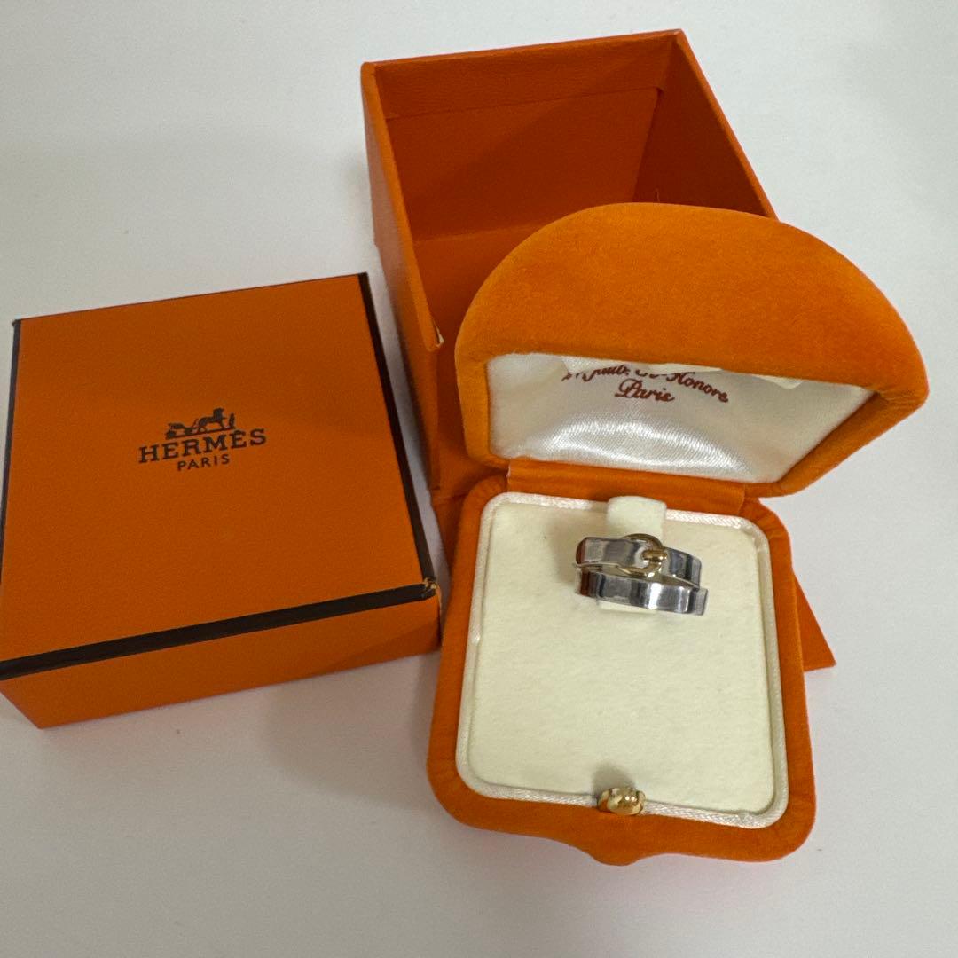 HERMES シルバーリング 箱付き　used ゴールド　51