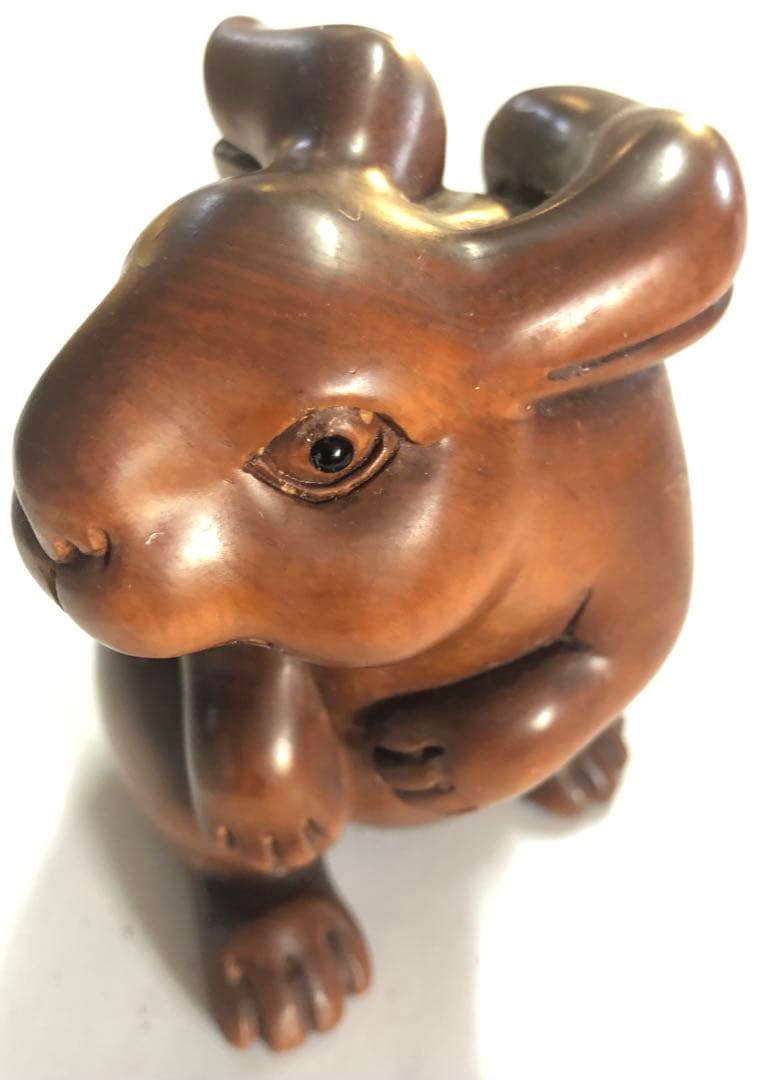 ウサギ手作りアンティークオブジェインテリア福耳の兎現品無料発送