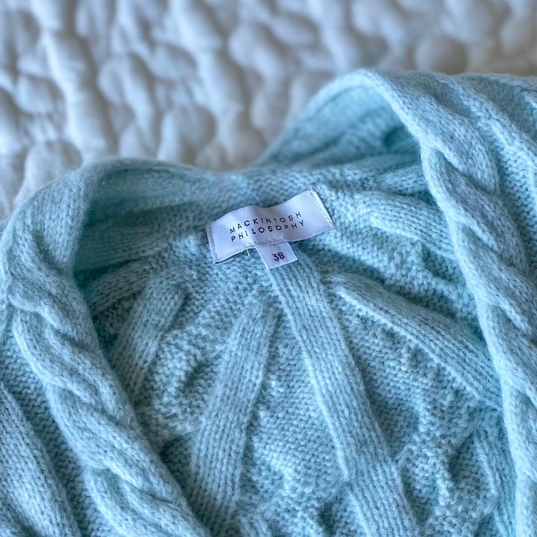 マッキントッシュフィロソフィー ホールガーメントケーブルニット 水色
