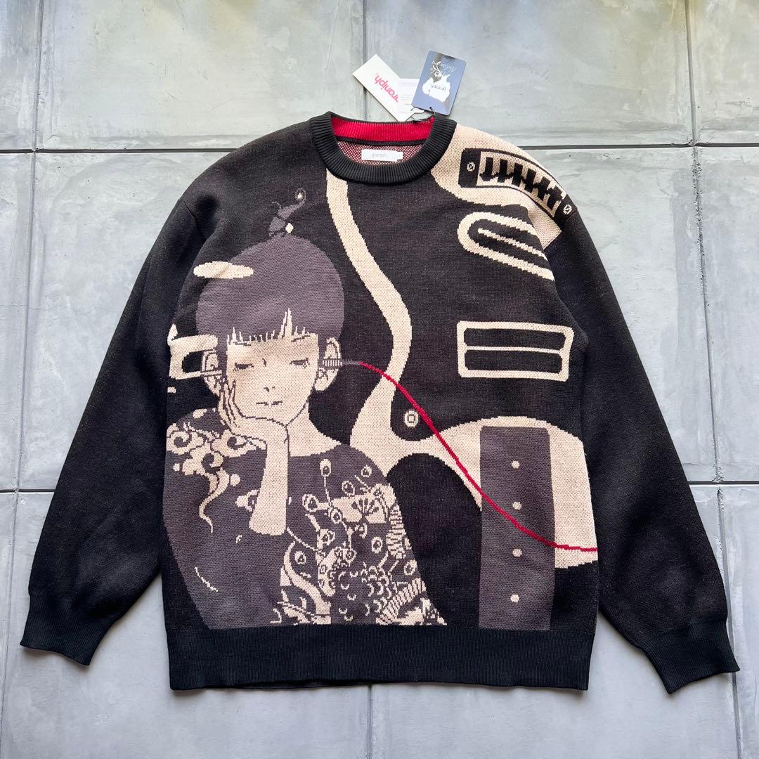 希少グラニフ 中村佑介 Re:繋がる ウォッシャブルジャカードニットL アジカン