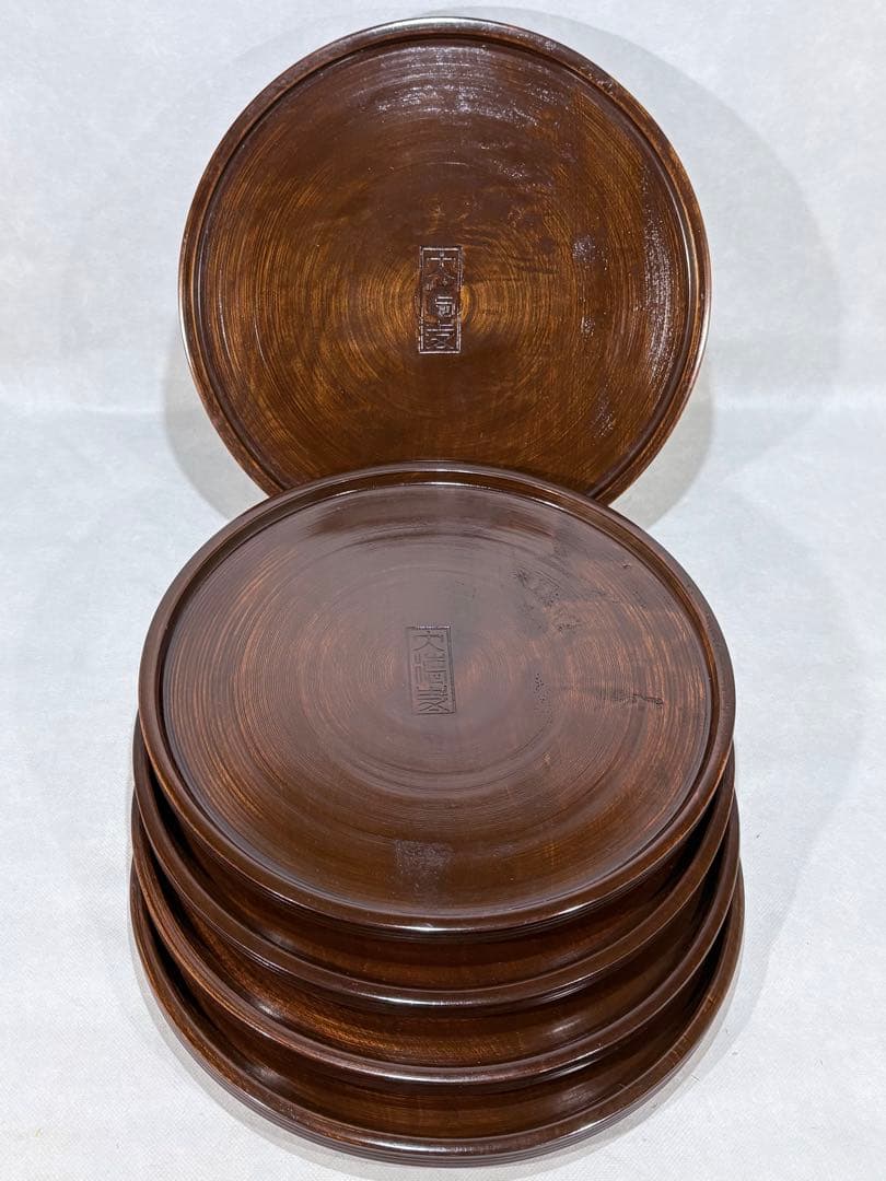 天然木　大徳寺　丸盆五枚　茶道具　懐石道具　送料込