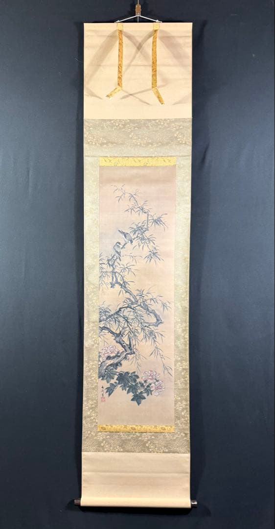 K163 谷文晁 「花鳥図 秋」 掛軸 日本画 複製 共箱 - メルカリ