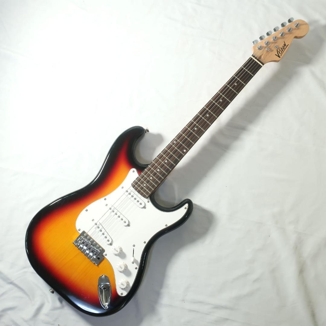 美品 VISION エレキギター ストラトキャスタータイプ ブラウン 軽量モデル Photogenic ST-180M SB エレキギター初心者14点セット 【充電式