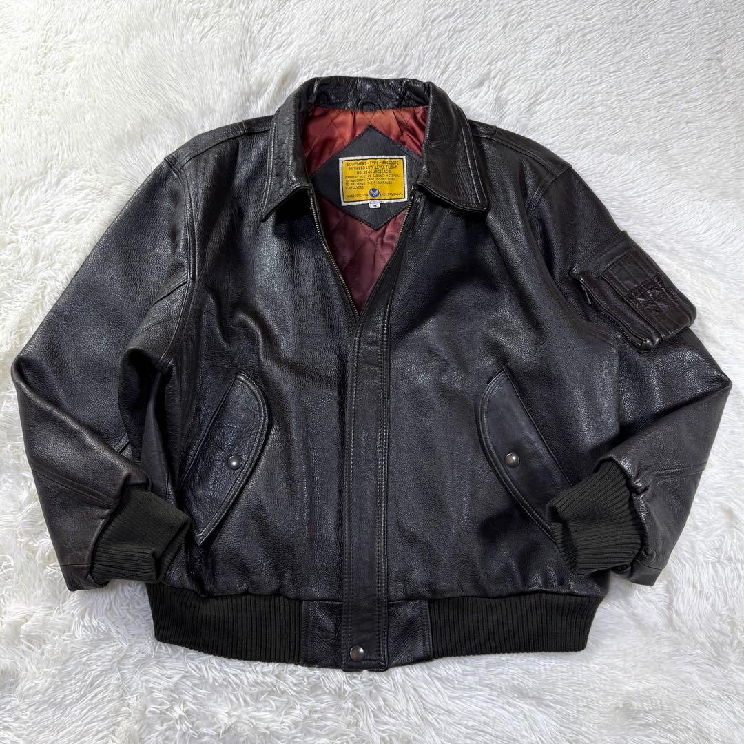 美品】90s A-2 フライトレザージャケット ダークブラウン 牛革 短丈 M