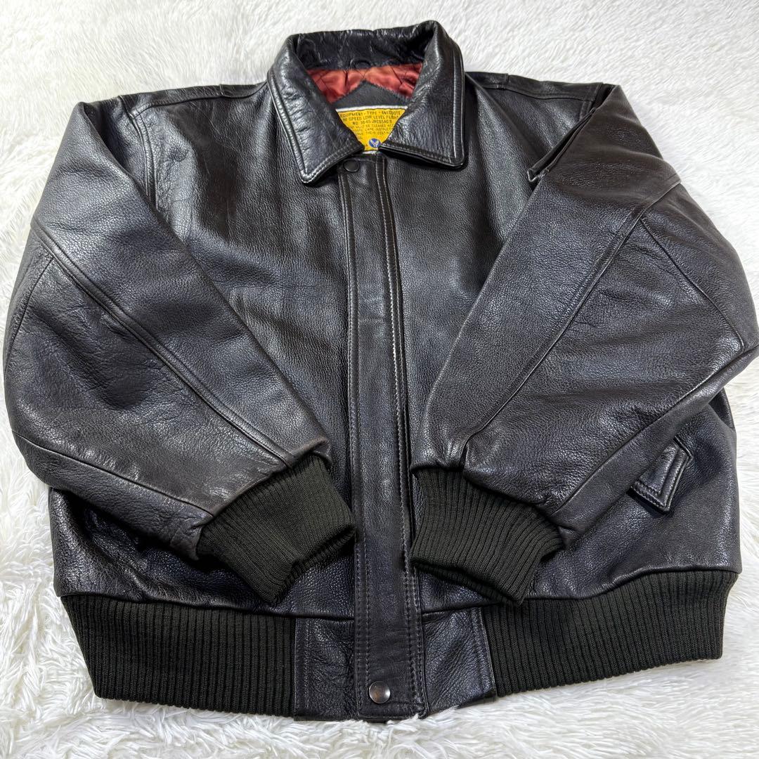 美品】90s A-2 フライトレザージャケット ダークブラウン 牛革 短丈 M