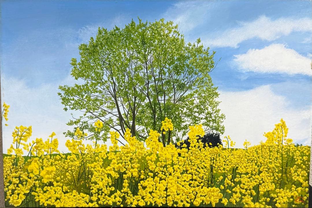 洋画家・百瀬智宏 【花の風】風景画 油彩画 在銘　送料込み