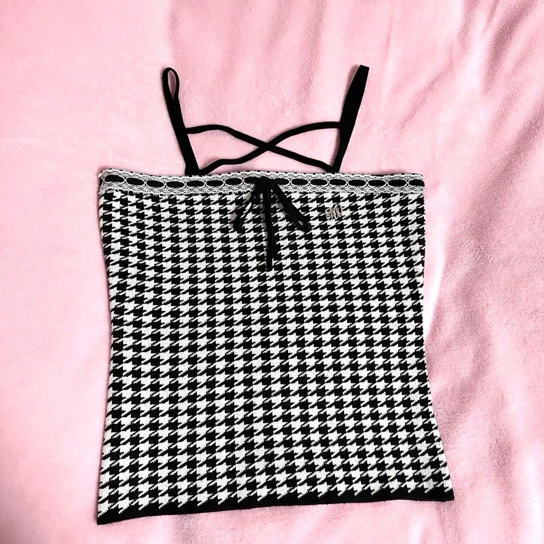 ハニーミュウ 千鳥柄ハイネックアンサンブルトップス　フリーサイズ