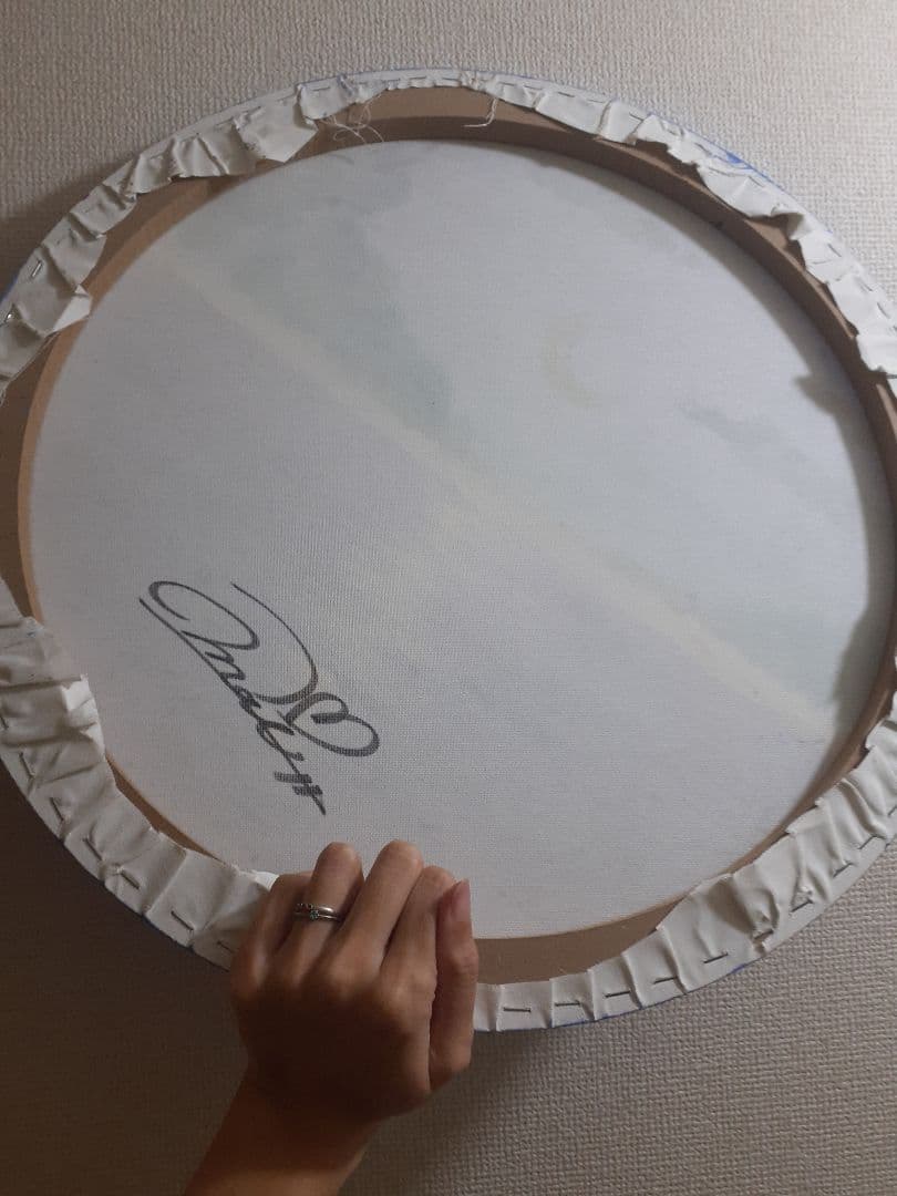 特大《自分に色を重ねる》油絵 油彩画 海 風景画 直径50 cm