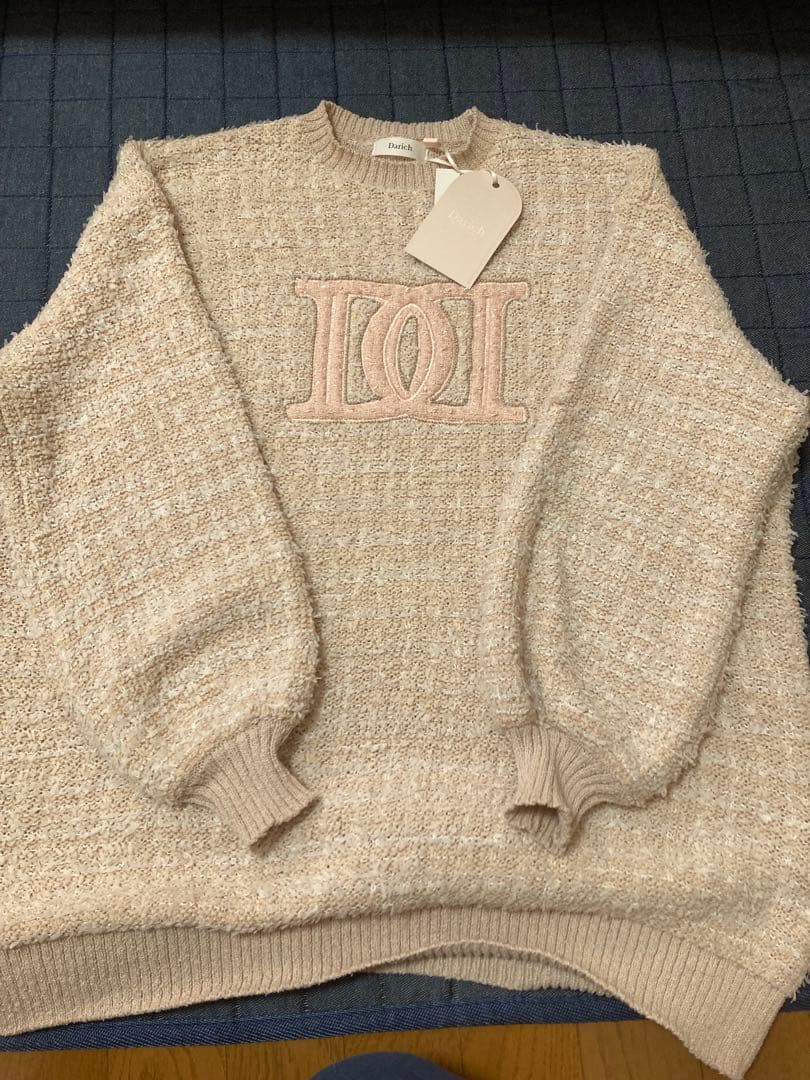 Darich ダーリッチ DDロゴツイードニットプルオーバー ピンク - メルカリ