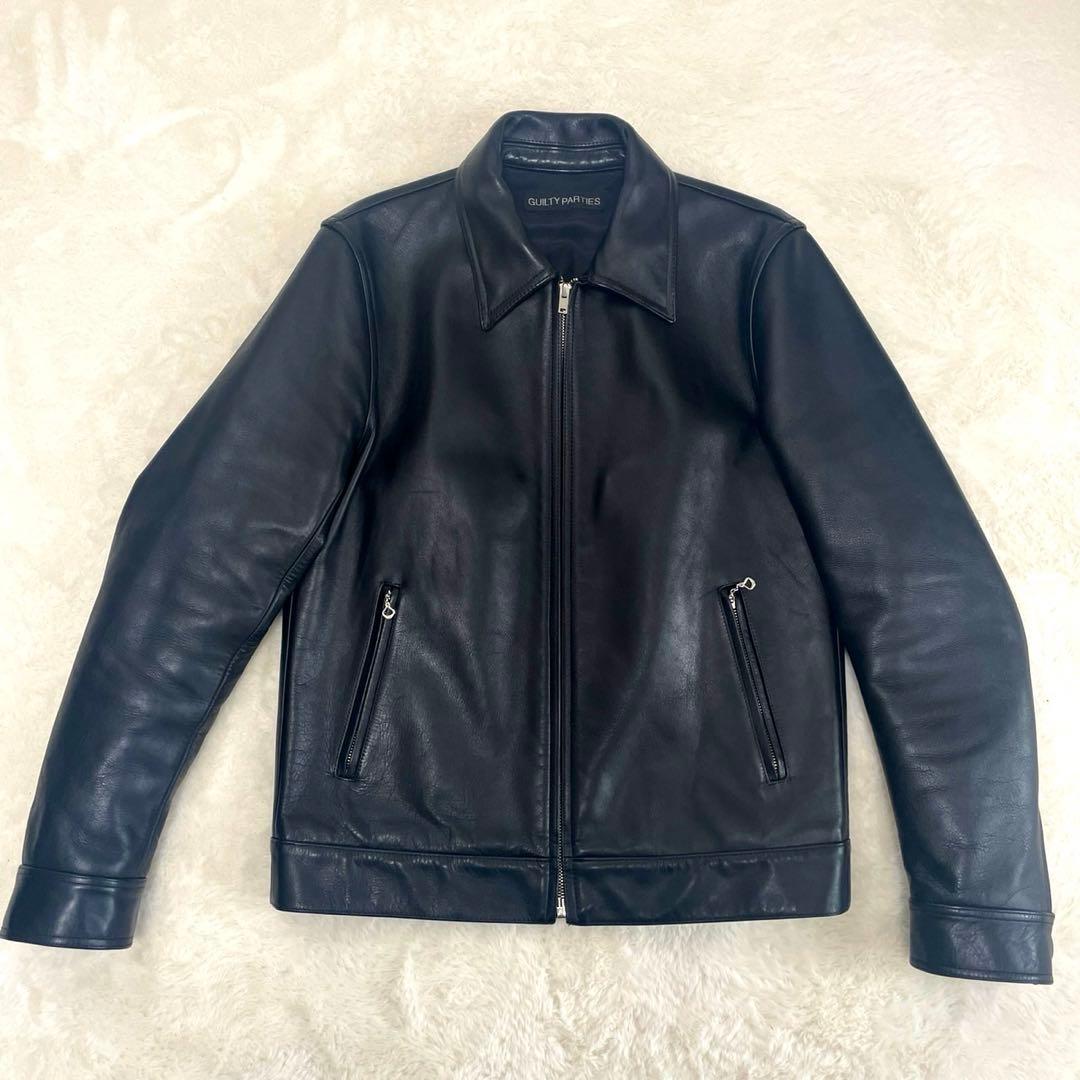 美品WACKO MARIA Lシングル ライダースジャケット 牛革 本革日本製 WACKO MARIA/LEATHER SINGLE RIDERS JACKET（BLACK）［レザーシングル