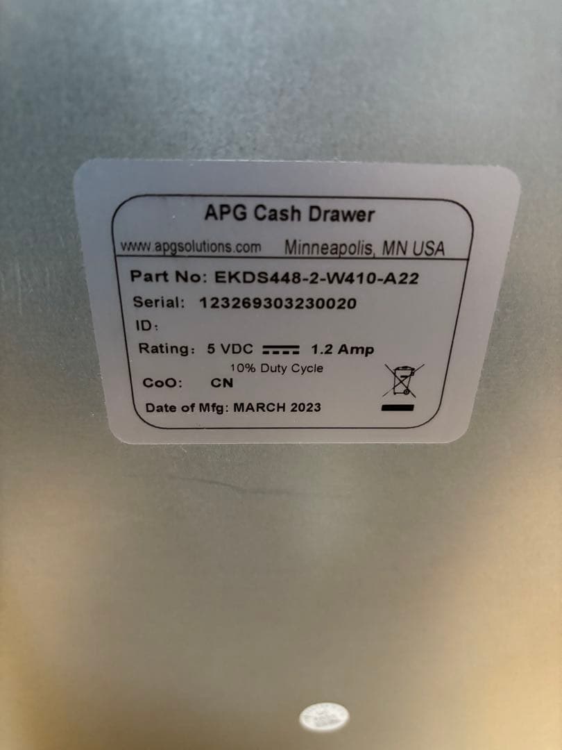 APG キャッシュ ドロワー レジEKDS448-2-W410-A22 - メルカリ