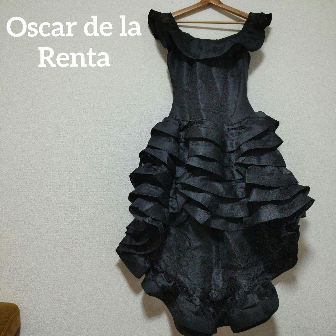 オスカーデラレンタ ドレス ブラック フリル アシンメトリー