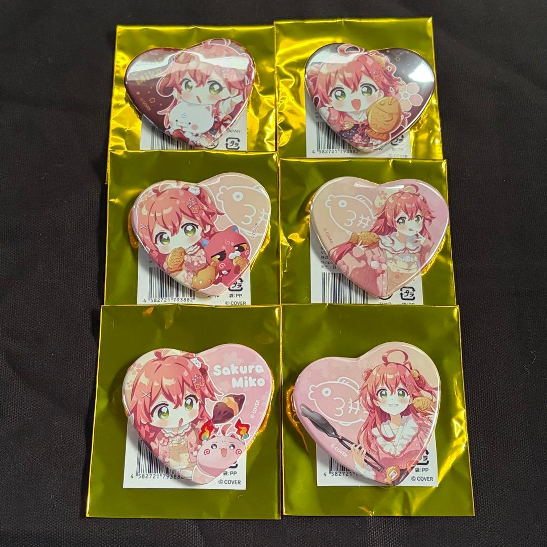 さくらみこ トレーディングハート型缶バッジ 全6種 鳴門鯛焼本舗 2026