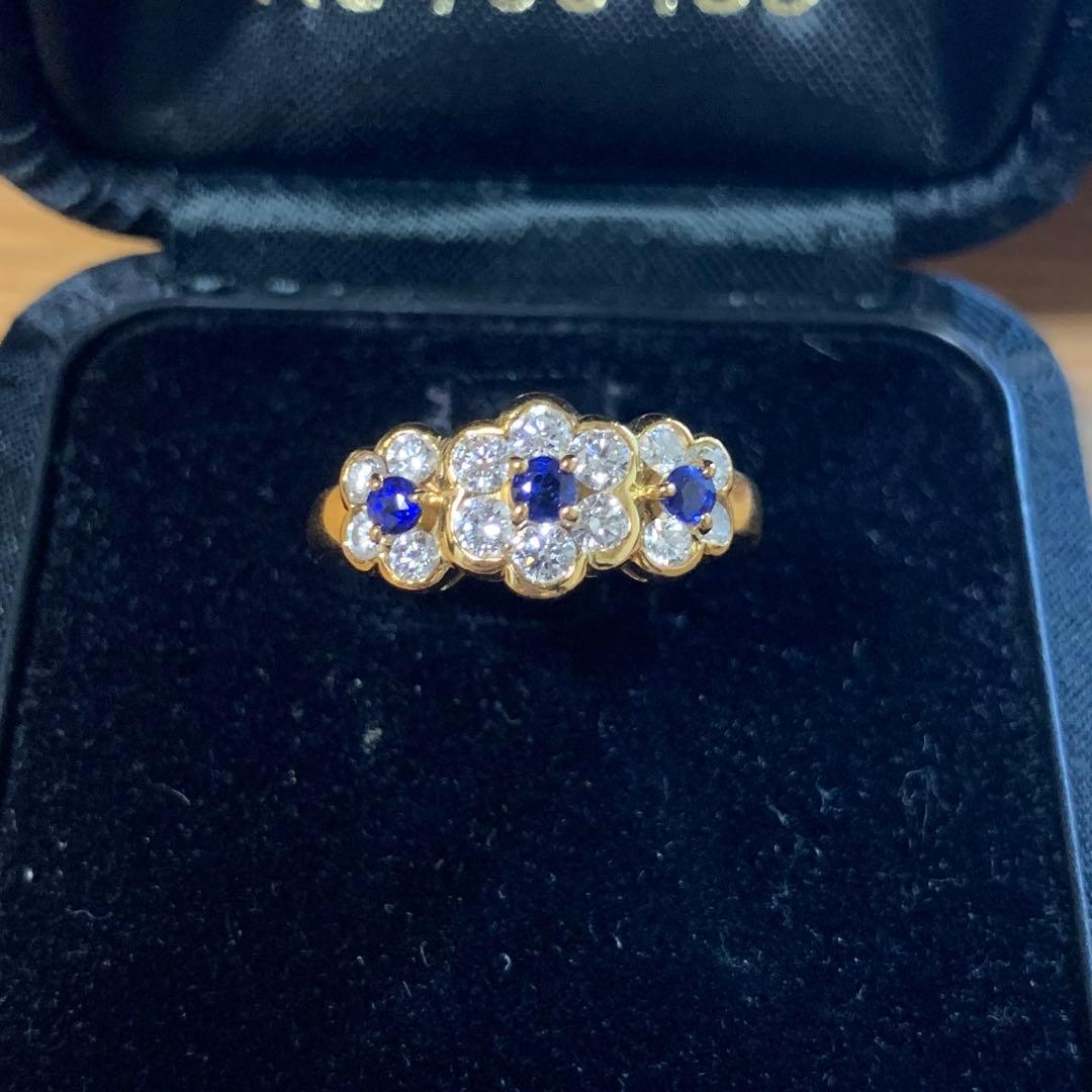 最終お値下げ）ミキモト K18 サファイア/ダイヤモンドリング