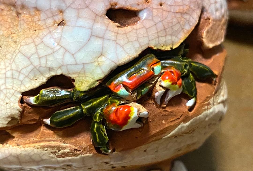 希少！新品未使用】楽山焼 天神蟹煎茶器揃6点セット 急須 湯呑み 蟹