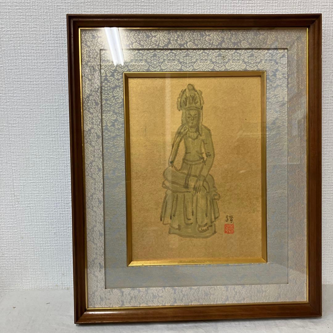 No.34110418 4号色紙額　猪瀬踏花　「飛鳥佛」