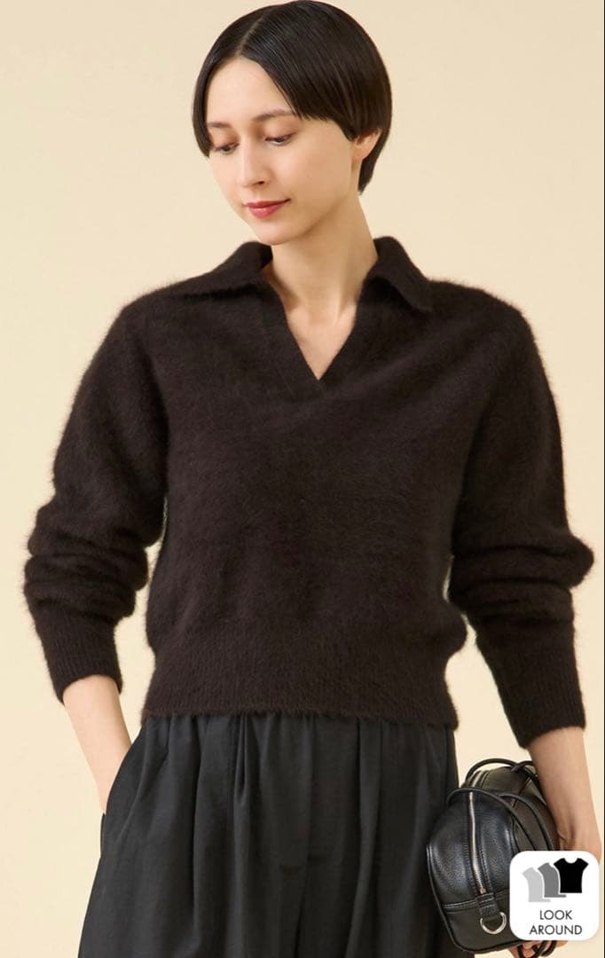 美品　マルティニーク　ダークブラウン 長袖ニットセーター Fサイズ