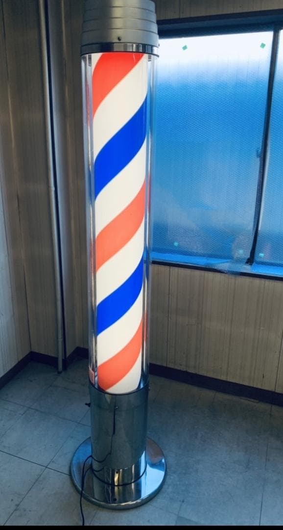 床屋さん サインポール 理髪店 昭和レトロ 100V 回転円柱看板 - メルカリ