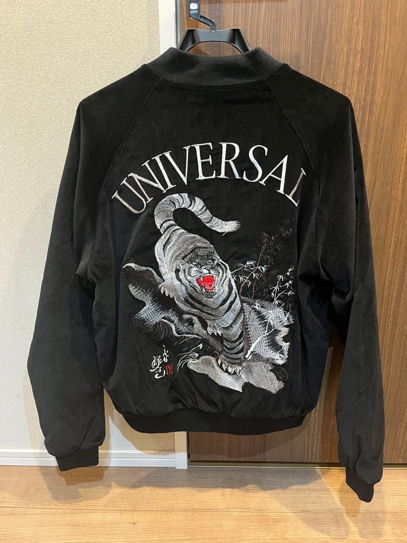 激レア　3代目 彫よし スカジャン ベロア 黒 虎 × 不動明王 メンズL