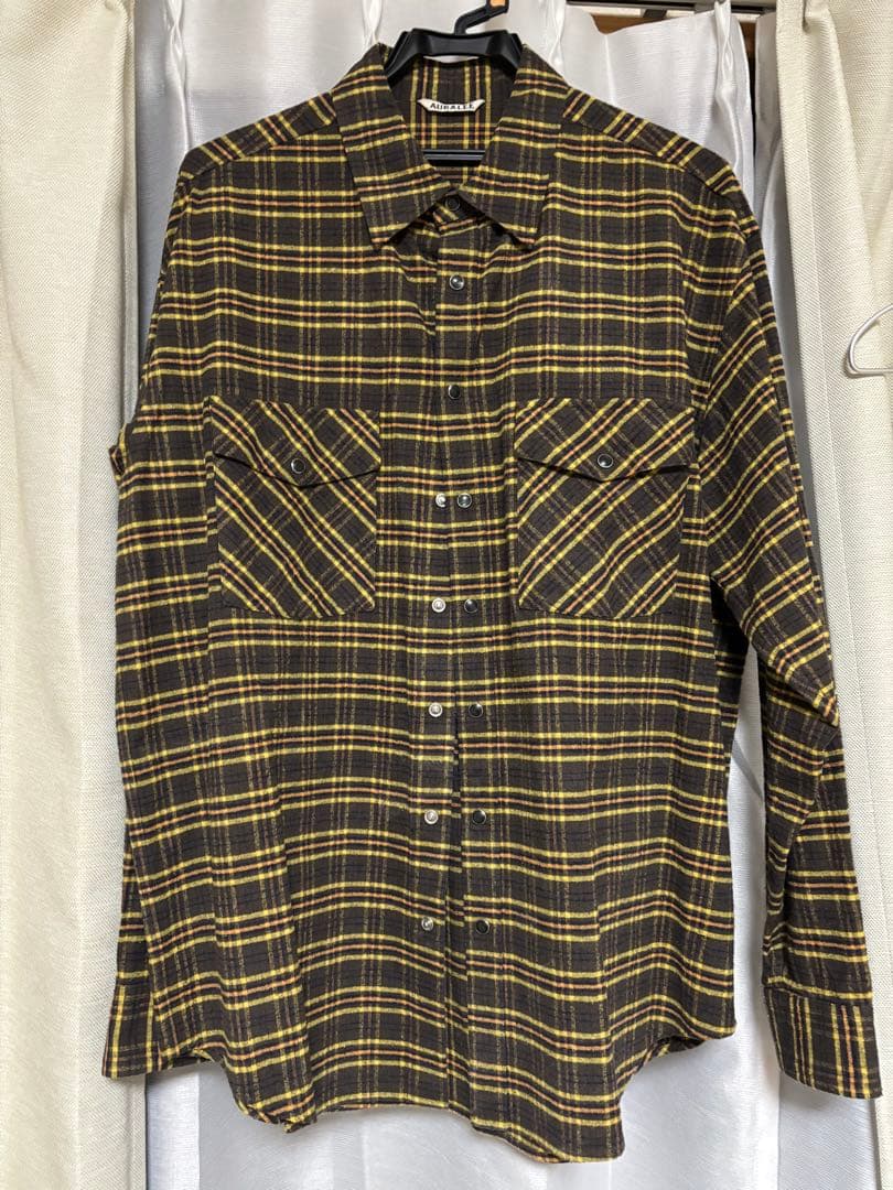 AURALLE チェック柄シャツ サイズ3 AURALEE (オーラリー) Super Light Wool Check Shirt(A25AS01LC)/Brown