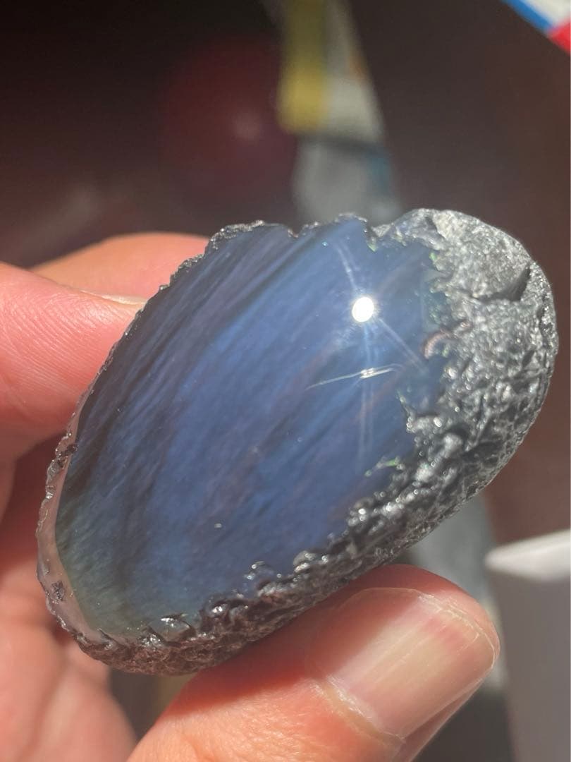 研磨品 十勝石玲瓏 ブルーベースオーロラ レインボーオブシディアン