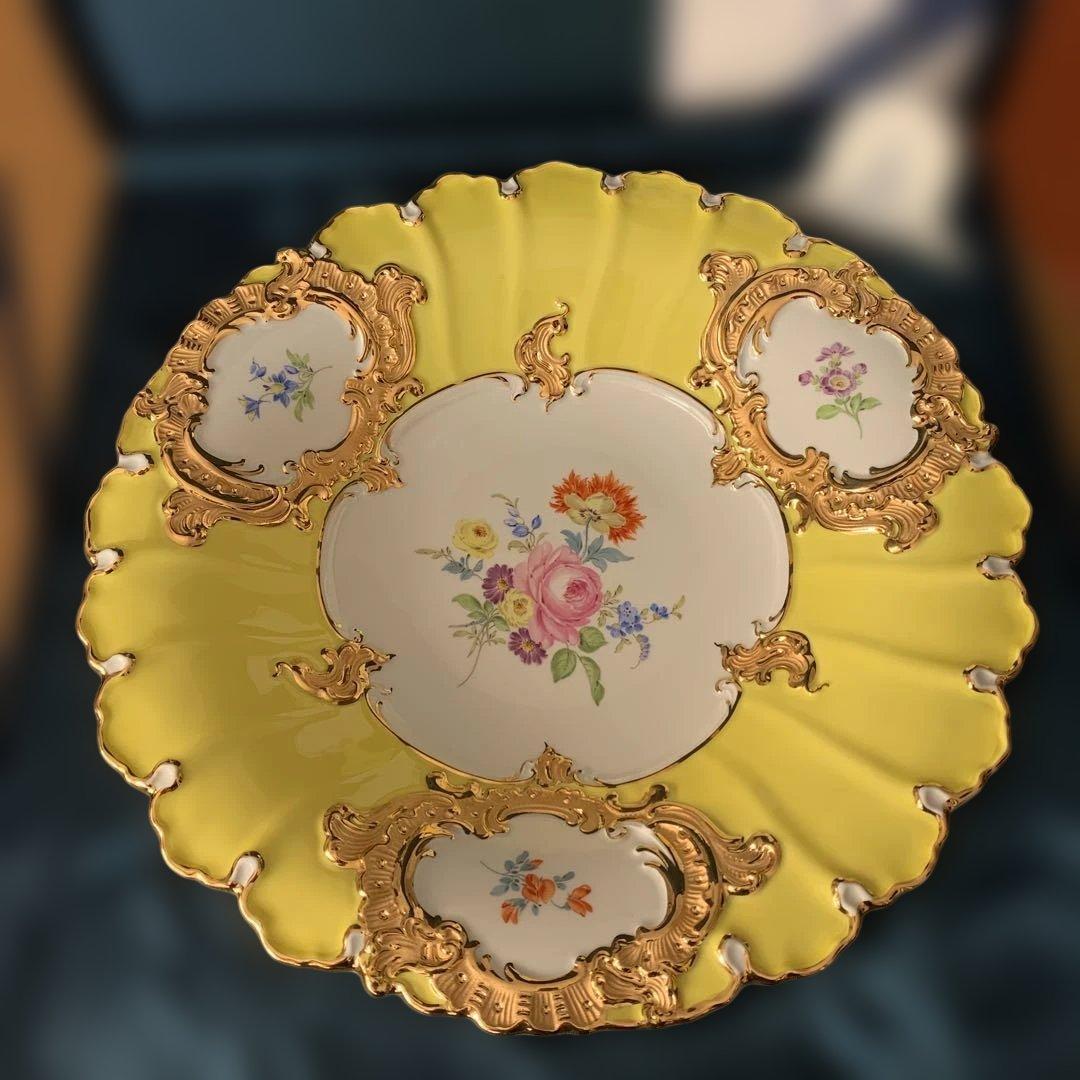 マイセン　bフォーム　黄色　箱有り　プレート　お皿　 ディスプレイプレート