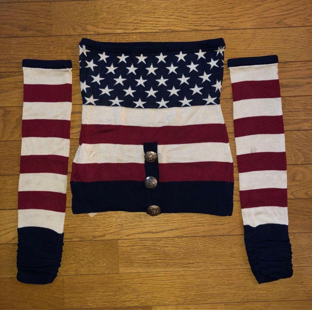 d.i.a. 星条旗柄 アームウォーマー ニット トップス アームウォーマー付きフェザーニットトップス[kz325] | レディース