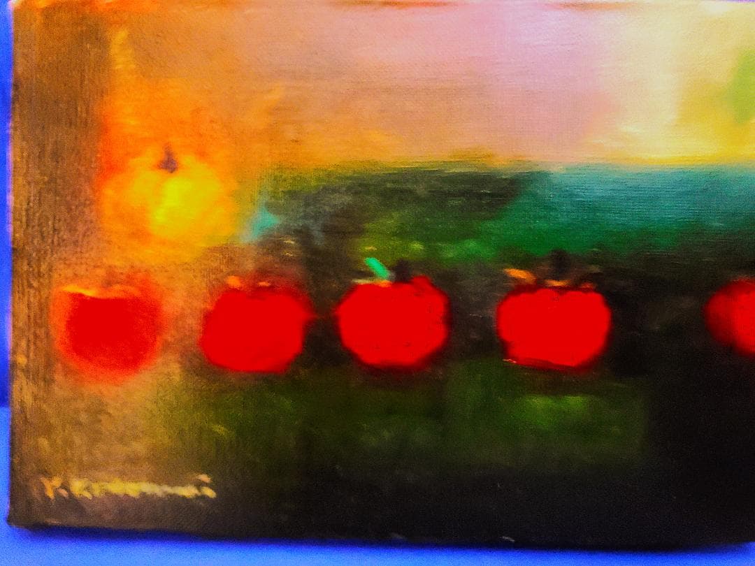赤いリンゴ 油彩画 SMサイズ 小泊芳彦作　B-6