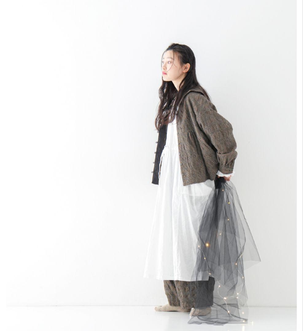 ネストローブ nest robe ウールコットンチェックブラウスパンツセット