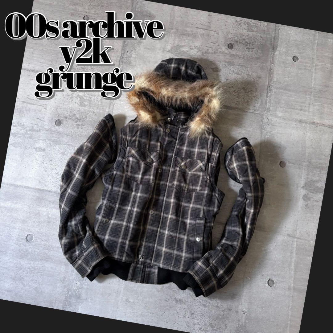 ジャケット・アウター 00s archive ombre check far blouson y2k