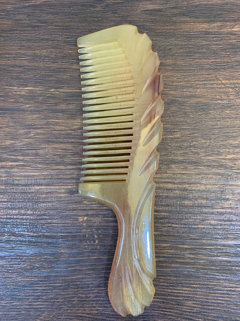 シープホーンコームポケットタイプ　ハンドル付き　天然角　羊角　ナチュラルホーン