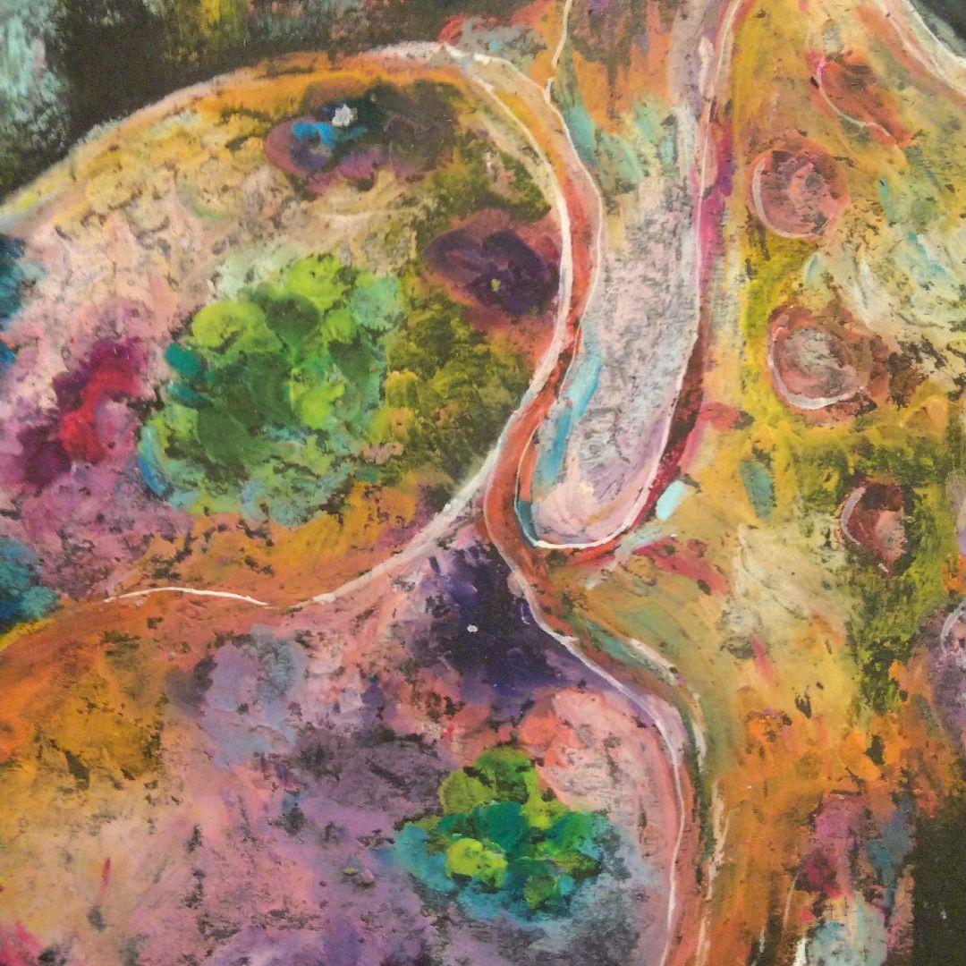 昆虫 玉虫 クレパス画 カラフル 現代アート ポップ 原画 絵画 茸 美術