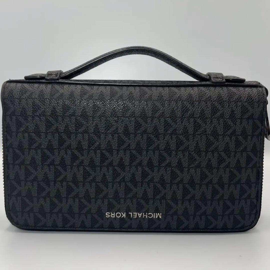 マイケルコース　オーガナイザー　MK総柄　レザー　財布　ウォレットバッグ　黒