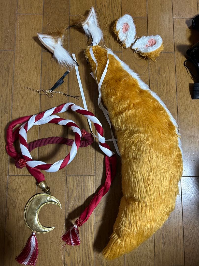 三分妄想【販売終了品】 原神 ゴロー 衣装 ウィッグ 耳2種類付き 下駄