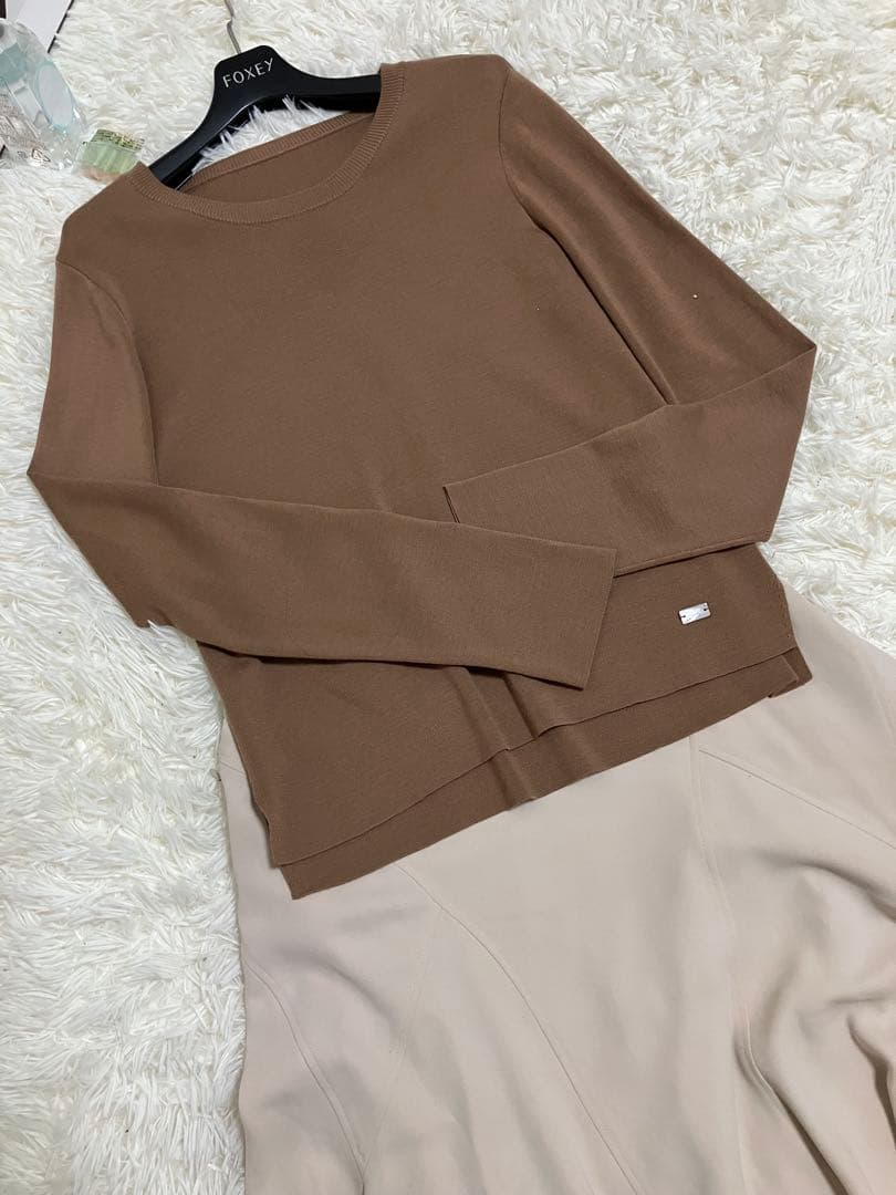 フォクシーグレースウールブラウン42 FOXEY（フォクシー） 37519 ブラウン ウール×カシミヤ×シルク