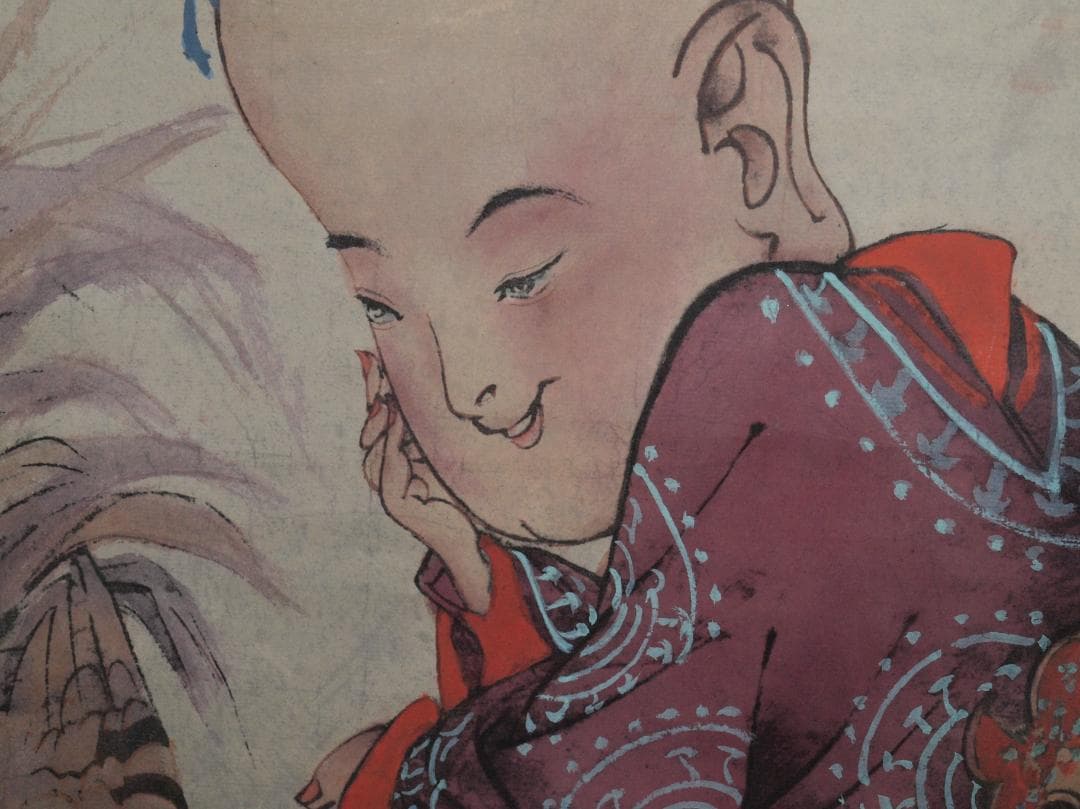 中国近代 潘功青作 肉筆絵 激安骨董品 掛け軸 古美術 AK2164A9-2