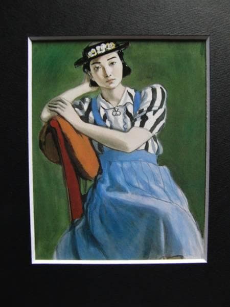 中西 利雄、少女像、希少な額装用画集より、美品、新品額装付