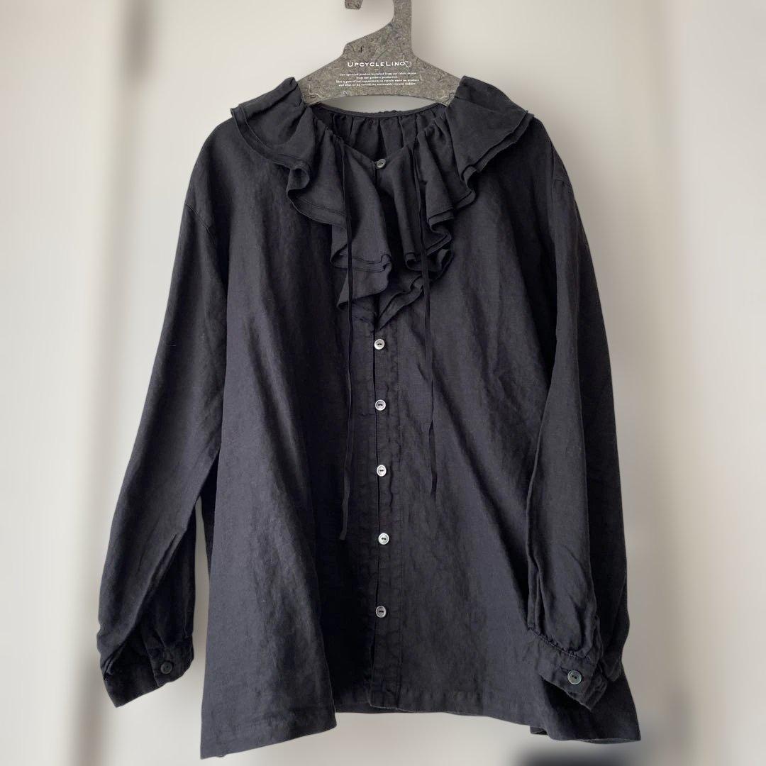 美品ネストローブリネンラッフルカラーブラウス nest Robe - リネンリバーレースラッフルカラーブラウスの通販 by ぽん