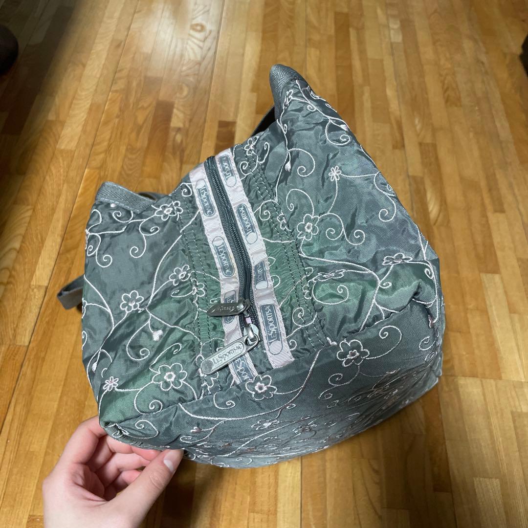 レスポートサック ハワイ限定 グレー ヴァイン ハンドバッグ 刺繍 変色