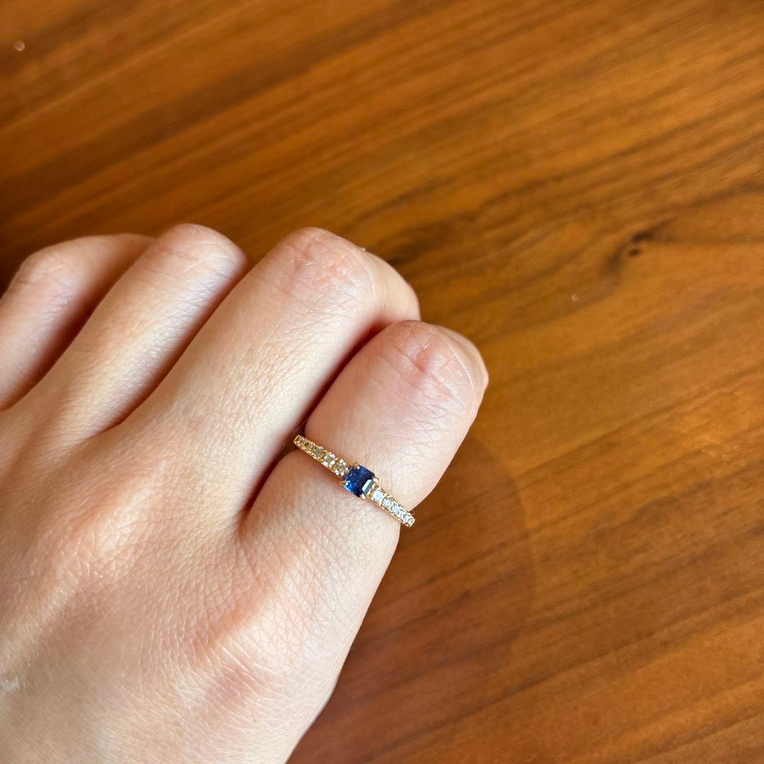 土日でお値下げ中《希少》k18コーンフラワーサファイア鑑別書付きリング#11