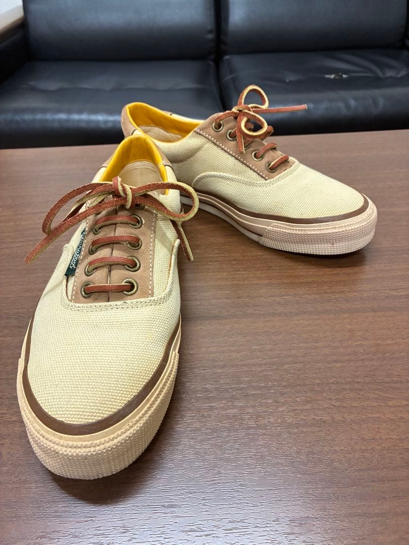 レア商品　パラブーツ　デカタグ　ベージュ キャンバス スニーカー