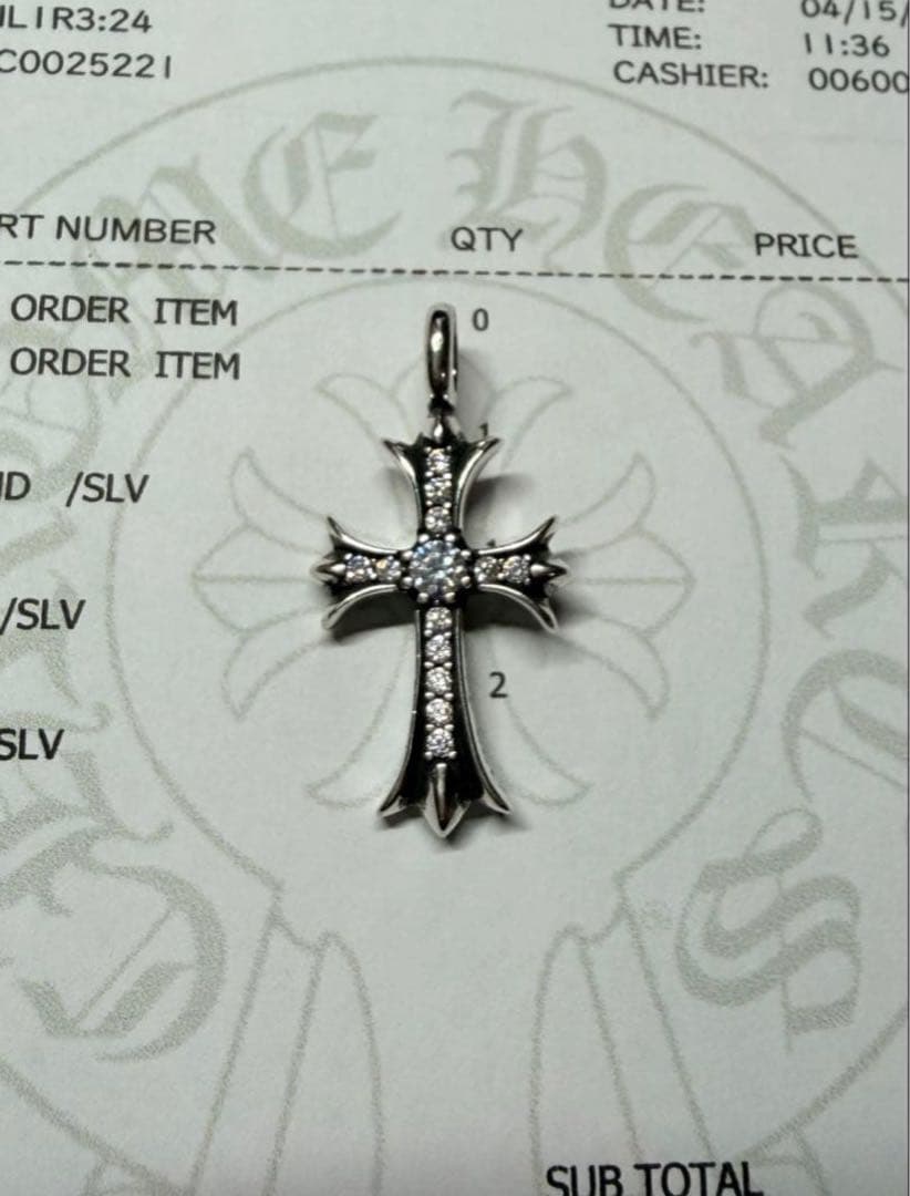 クロムハーツ　タイニーファット　チャーム　ペンダント　天然パヴェ　インボイス