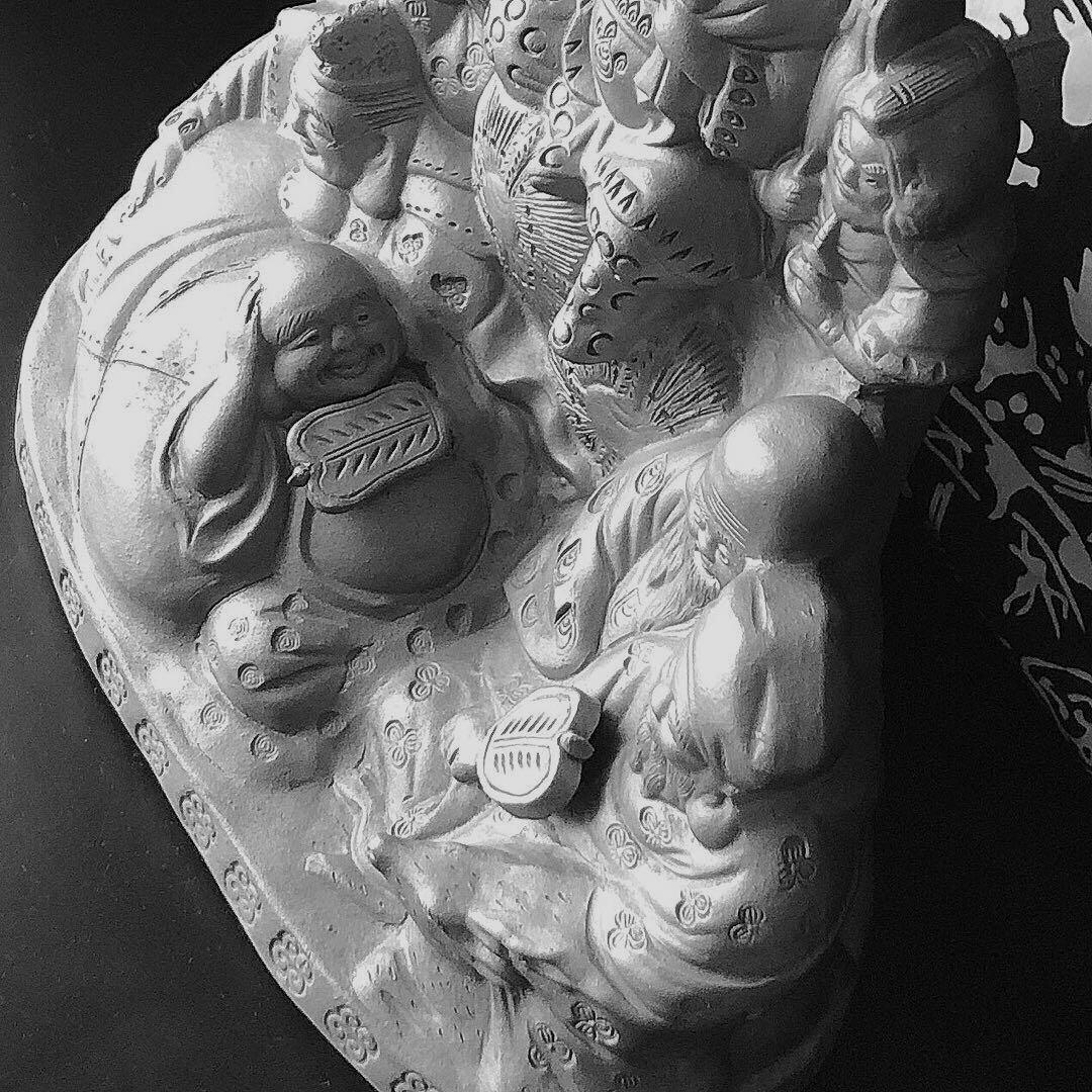 【特注品・三州瓦】第二代鬼金 鬼師 神谷直之 作　いぶし銀 七福神【一点もの】