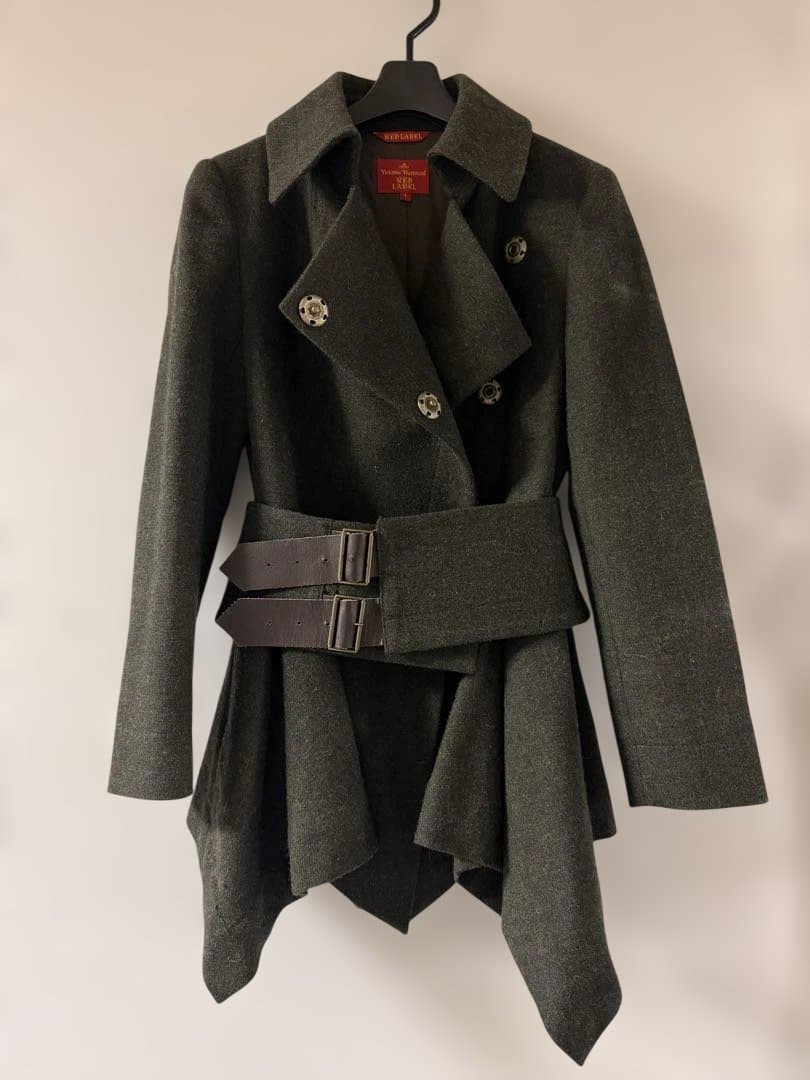 《美品》ヴィヴィアンウエストウッド ベルト付きウールコート【1】ペプラム変形