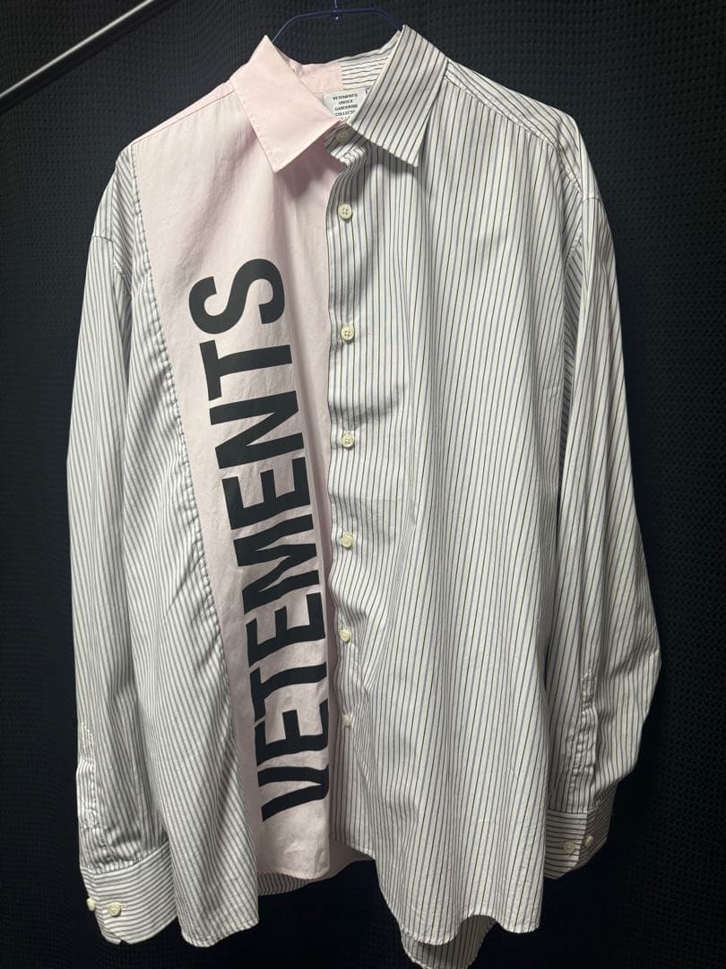 VETEMENTS ヴェトモン カットアップ ロゴシャツ ストライプシャツ S
