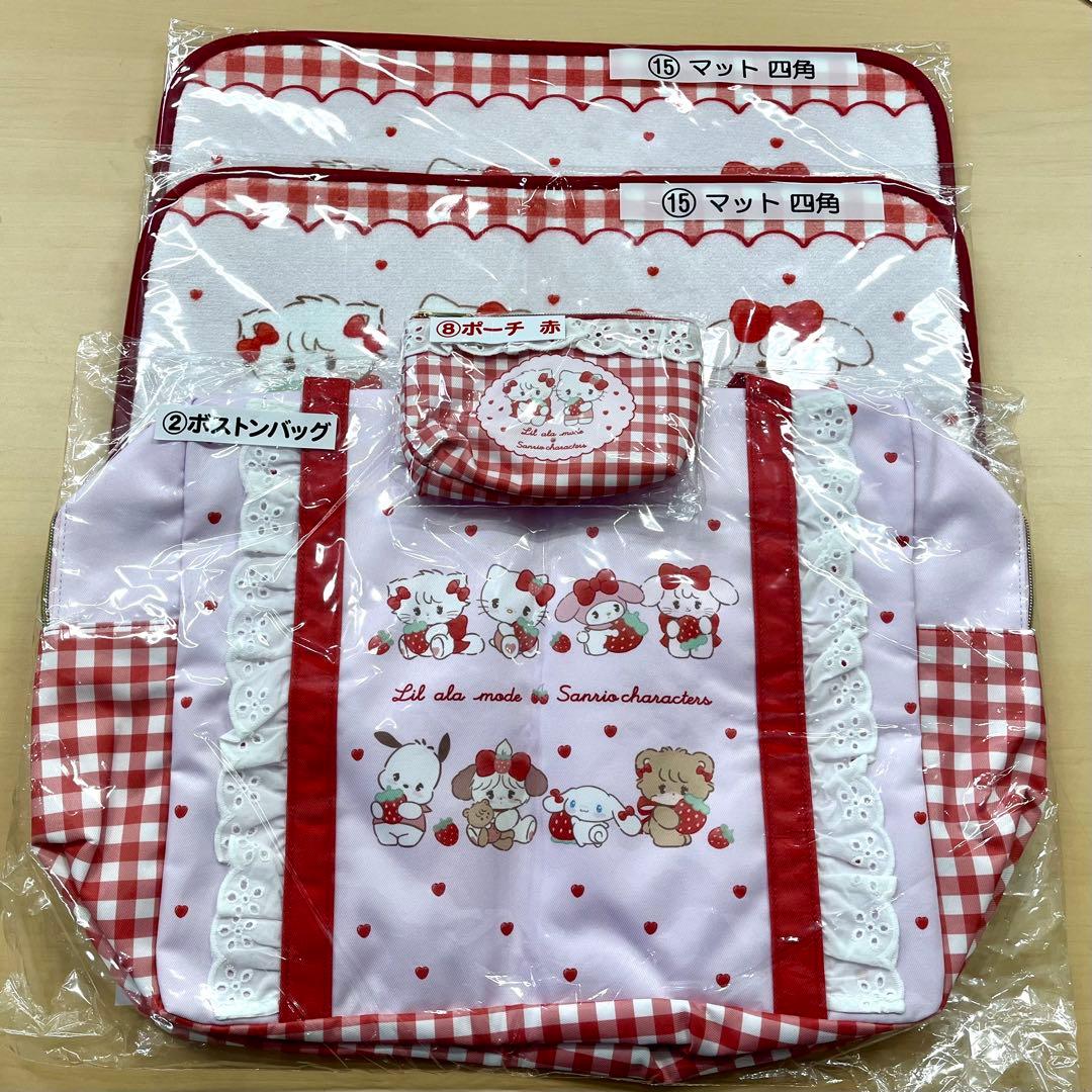 サンリオ mikkoくじ ボストンバッグ、ポーチ赤、マット四角 まとめ売り